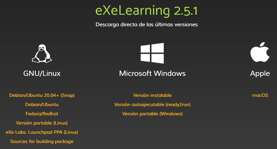 Descarga eXeLearnig en su versión 2.5.1